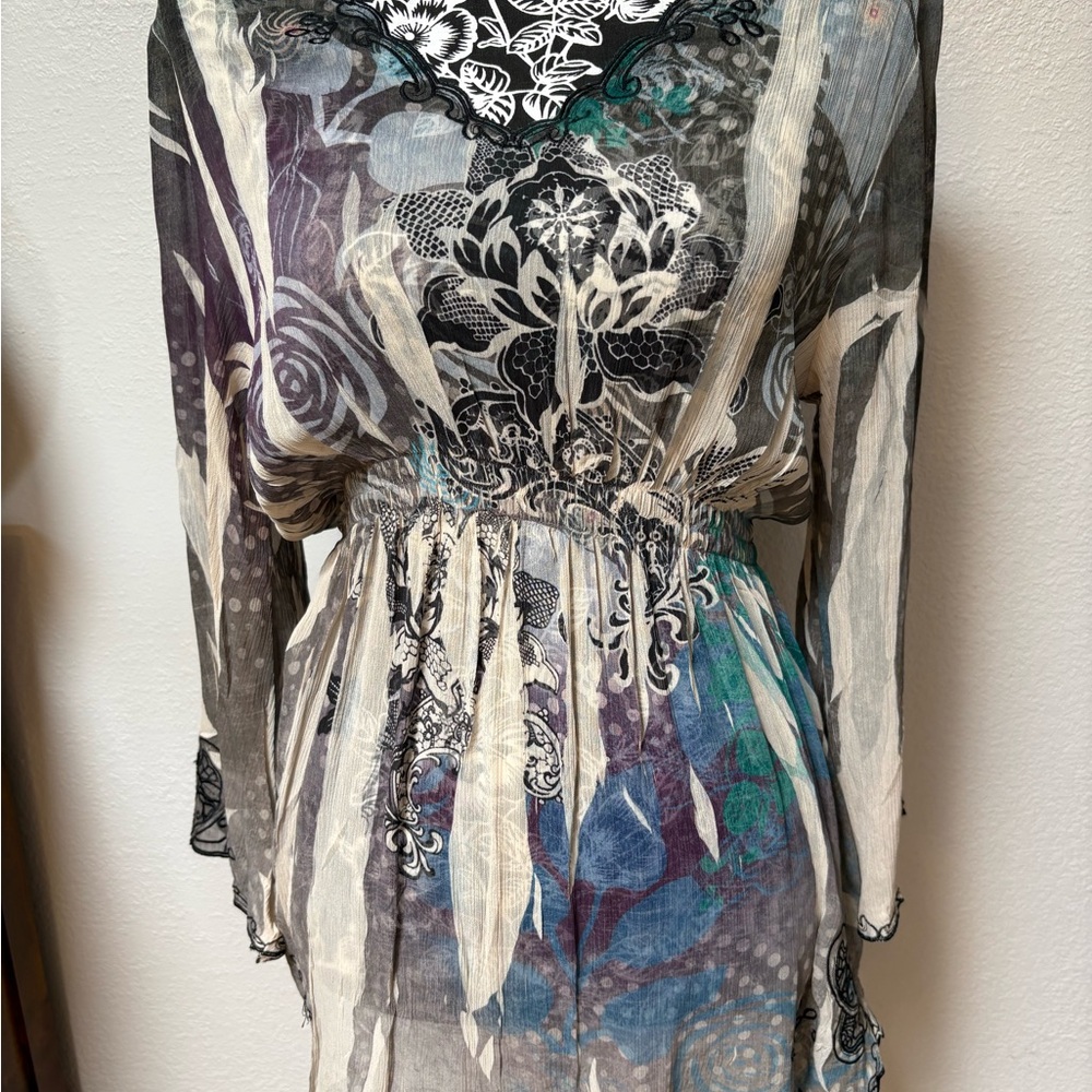 Floral Patterned Sheer Dress/Tunic
